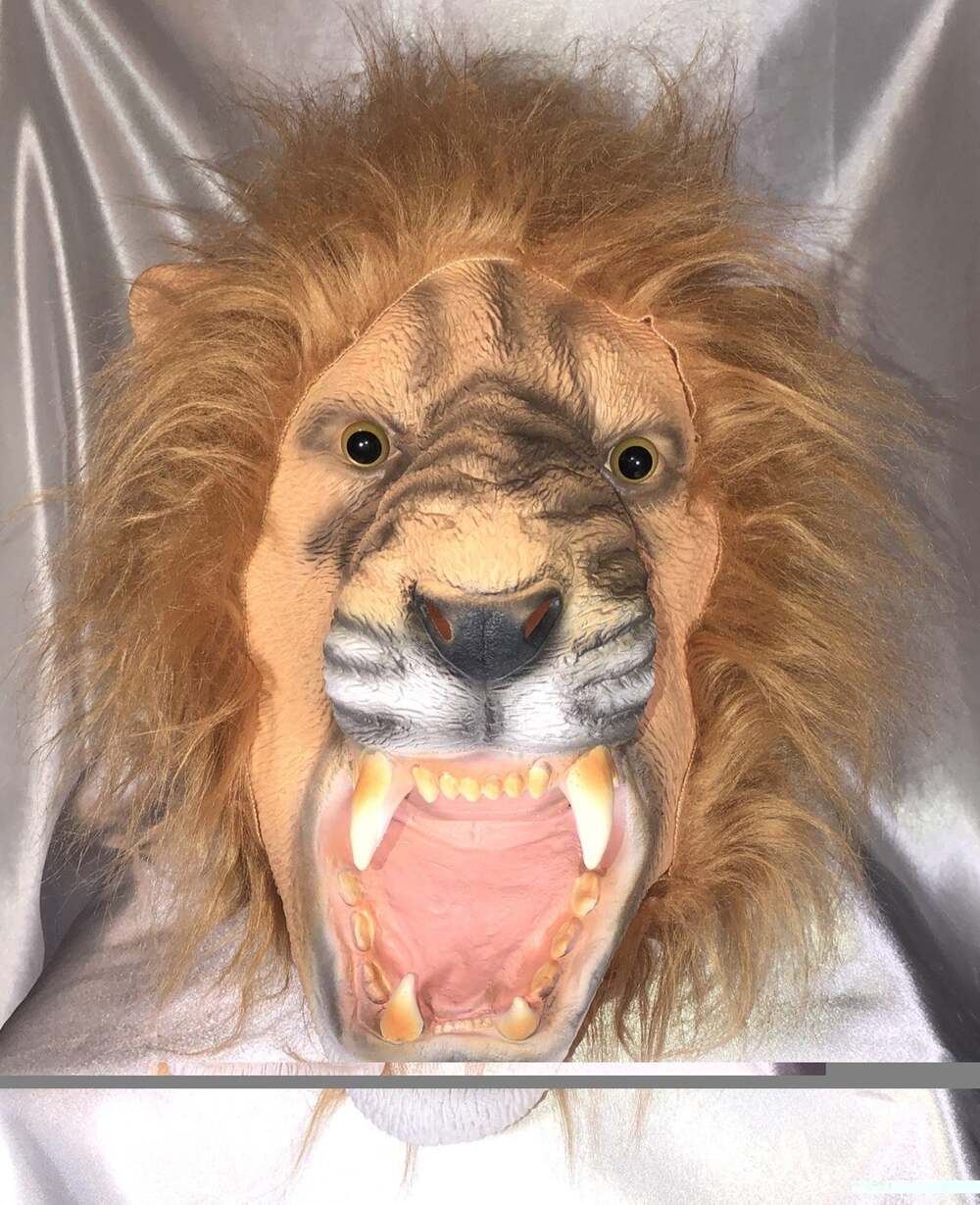 Halloween Mask Lion Mane Realistic Adult Cosplay Marble Eyes